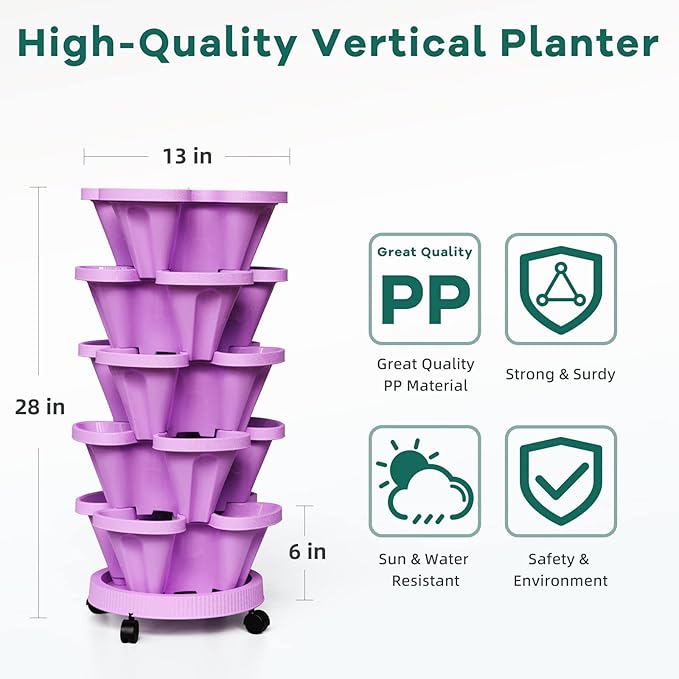 Strawberry Vertical Planter GardenTower, 5 Tiered Stackable Planter - Image 7