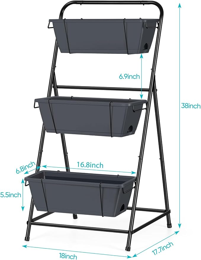 Vertical Garden Planter 3 Tier Raised Garden Bed Herb Planter Outdoor Standing - Image 2