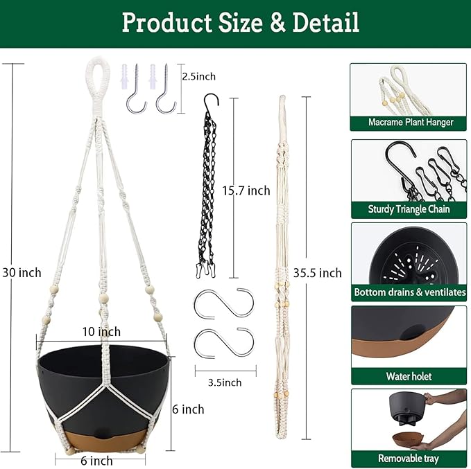Hanging Planter Self Watering 10 Inch, 2 Pack Indoor Outdoor Hanging Baskets - Image 2