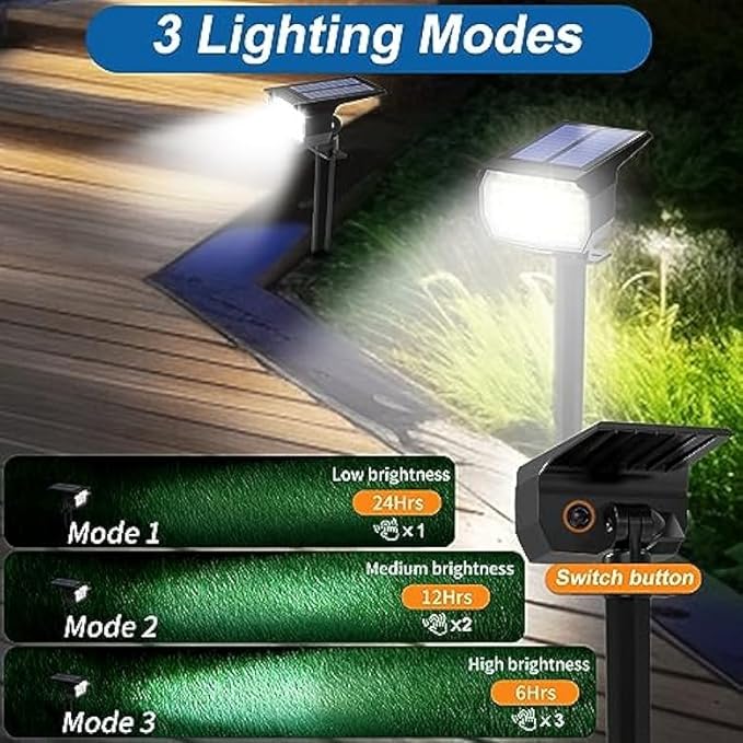 Solar Spot Lights Outdoor Waterproof IP65, 6 Pack Landscape Spotlights - Image 3