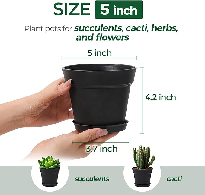 T4U Flower Pots 18-Pack, 5 Inch Plant Pot - Image 2