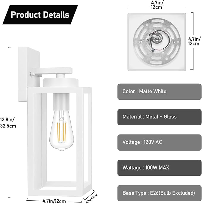 BesLowe Outdoor Wall Light Fixtures, Exterior Waterproof Wall Lanterns - Image 5