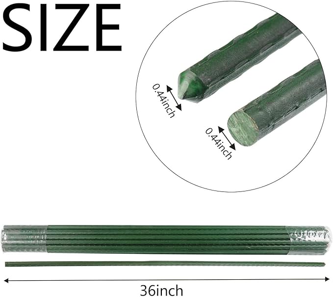 Garden Plant Stakes 36 Inch 3Ft Steel Plant Stick Support, 25 Pack Tomato Stakes - Image 3