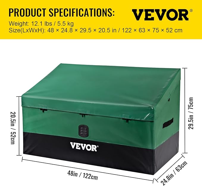 VEVOR Outdoor Storage Box, 100 Gallon Waterproof PE Tarpaulin Deck Box - Image 7