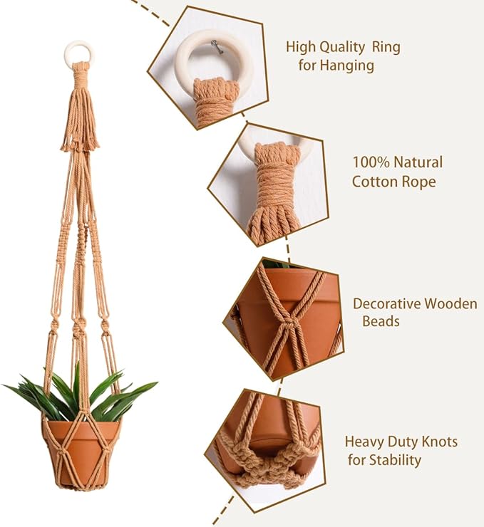 Artilady Plant Hanger Indoor Macrame Hanging Planters - Image 3