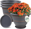 4 Pack 12 Inch Large Plant Pots, Plastic Flower Pot by Usocik