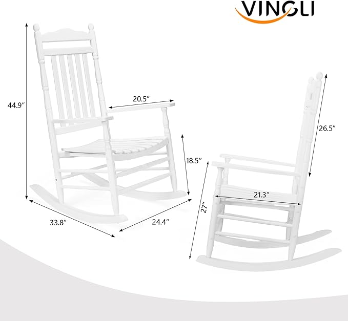 VINGLI Wooden Rocking Chair, Outdoor Chair - Image 3