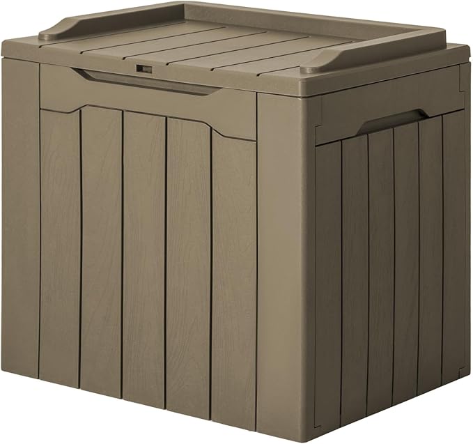 JUMMICO 31 Gallon Resin Deck Box Waterproof Indoor Outdoor Storage Boxes by JUMMICO