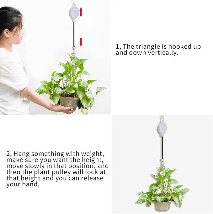 6 Pcs Retractable Plant Hanger, Easy Reach Plant Pulley Adjustable Height Wheel - Image 6