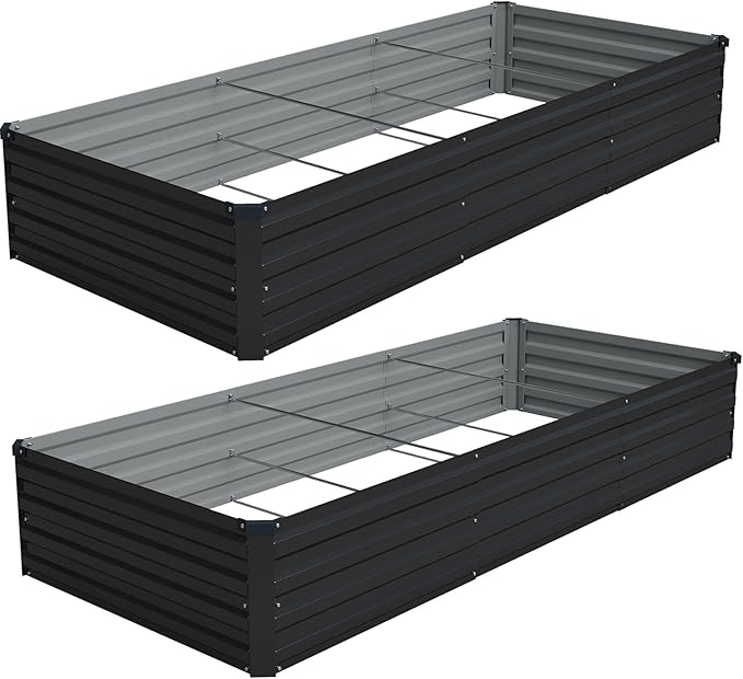 Vengarus 2 Pack 9x3x1FT Galvanized Raised Garden Bed Kit, Outdoor Metal Planter by Vengarus
