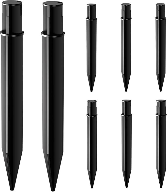8 Pack Reinforced Ground Stakes, 0.83" x 8.27" Solar Lights Spikes, ABS Plastic by COXSENI