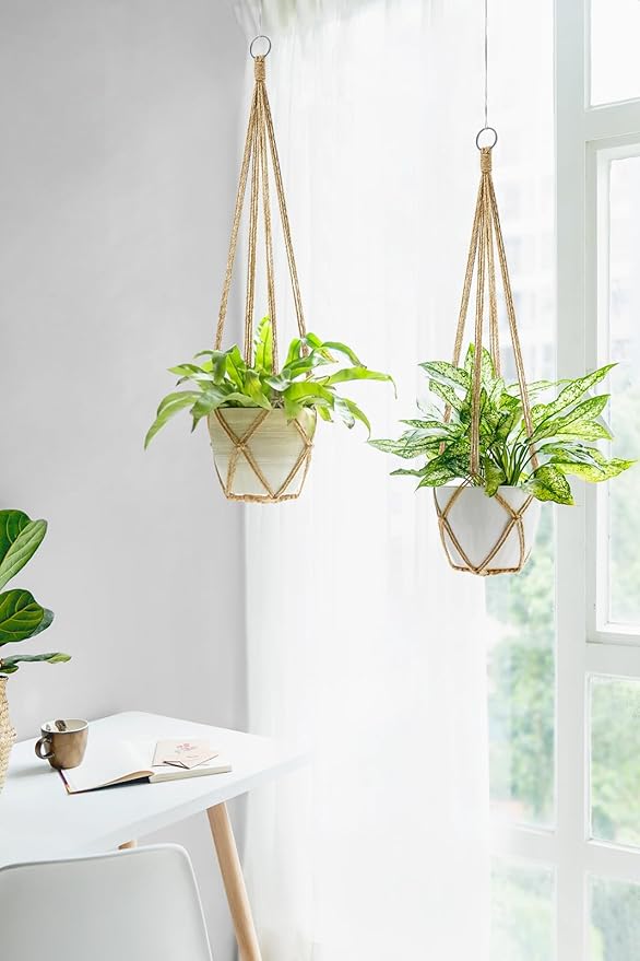 Dahey Macrame Plant Hanger Indoor Hanging Planter Basket Handmade Woven Cotton - Image 5