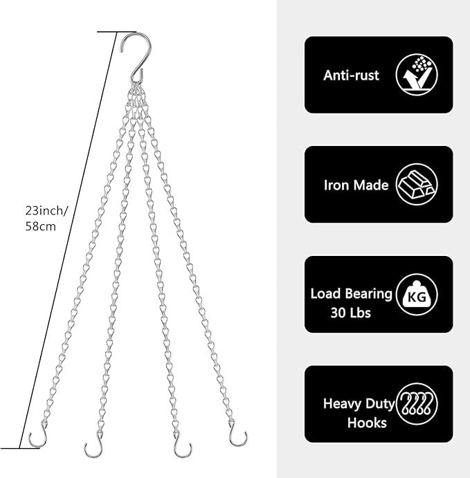 garini 6 Pack, 23 Inch Silver Hanging Baskets Chain, Hanging Chains - Image 2