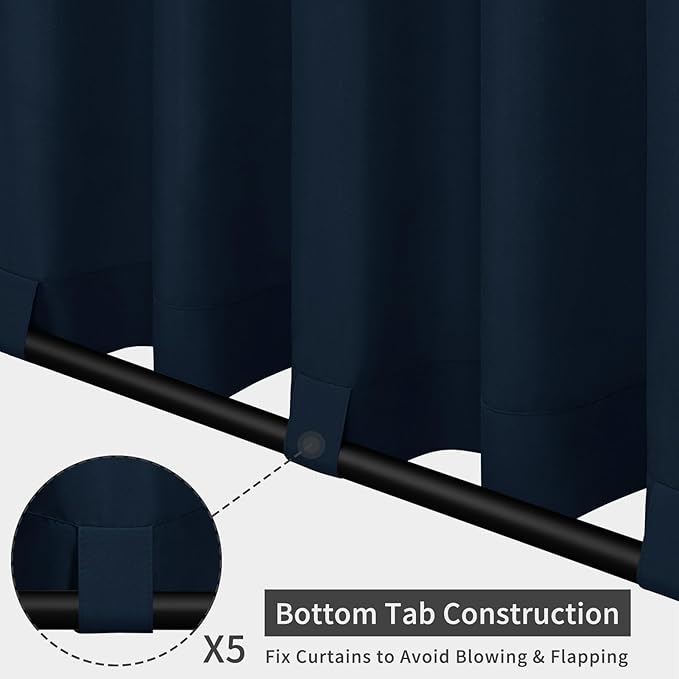 Easy-Going Outdoor Patio Curtains Detachable Tab Top Windproof Weatherproof - Image 3