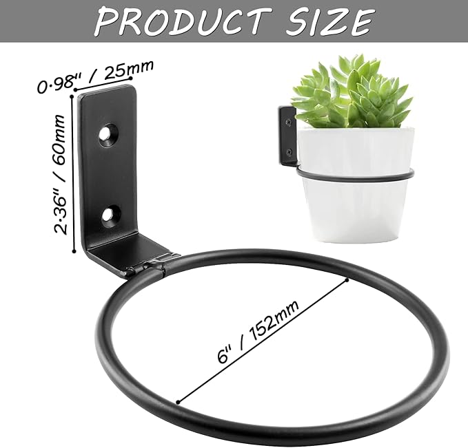 2 Pack 6 inch Flower Pot Holder Ring, Flower Pot Holder Ring Wall Mounted Set - Image 4