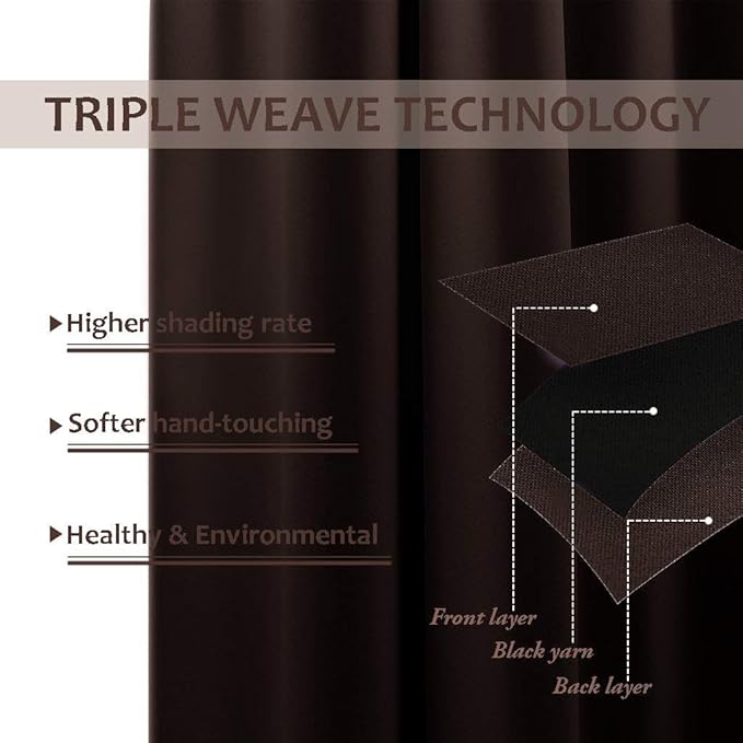 NICETOWN Waterproof Outdoor Curtain, 1 Piece, W66 x L84 inch, Toffee Brown - Image 2