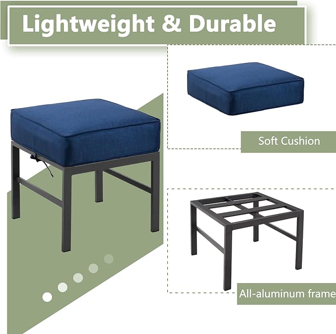 2 Pieces Outdoor Ottomans for Patio, Assembled Patio Ottomans - Image 6