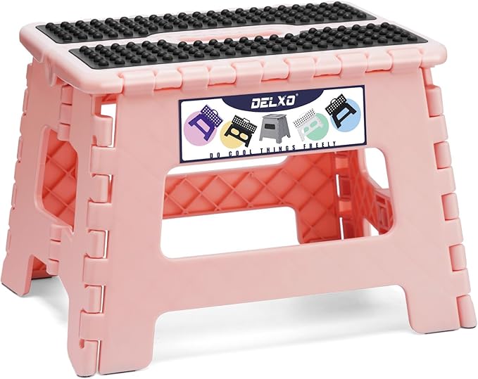 Delxo Folding Step Stool 9 Inch, Non-Slip Foldable Stools by Delxo