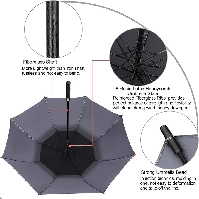 G4Free 47/54/62/68/72 Inch Automatic Open Golf Umbrella Oversize Extra Large - Image 5
