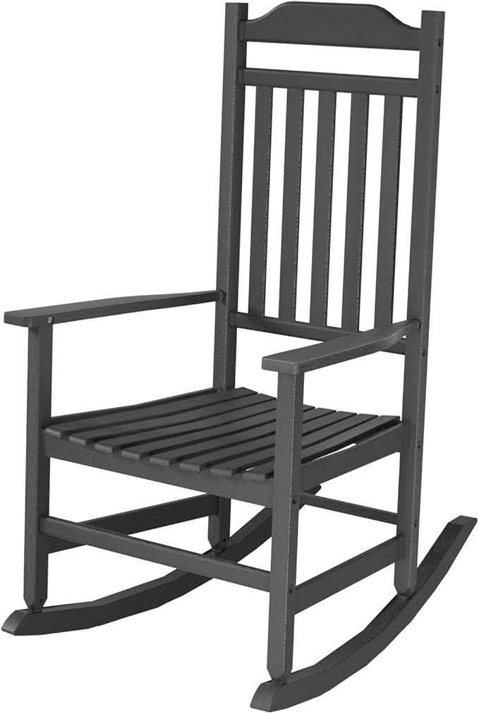 Patio Rocking Chair Outdoor Set of 1, Weather Resistant Poly Resin Oversized by GYMHILL