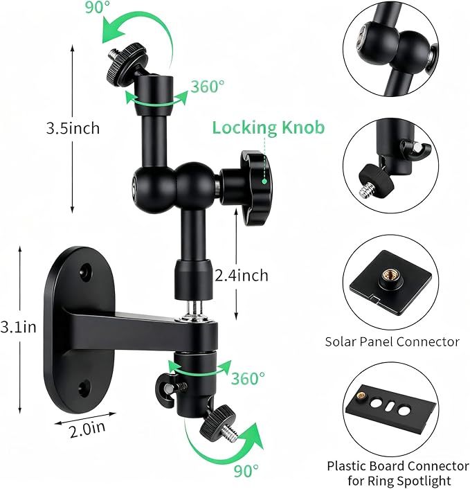 2-in-1 Wall Mount for Solar Panel, Stick Up Cam Battery, Spotlight Cam and - Image 3