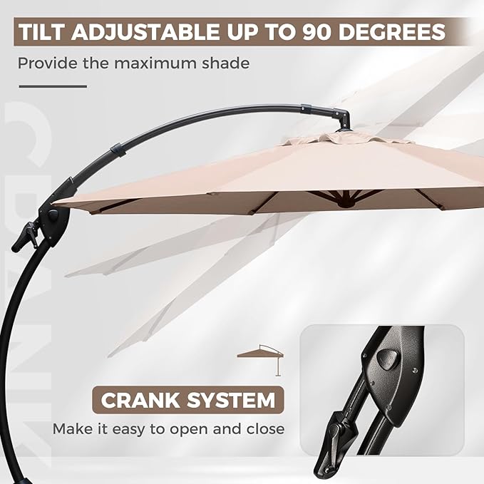 Grand patio 12FT Offset Umbrella Outdoor Round Aluminum Cantilever Umbrella - Image 4