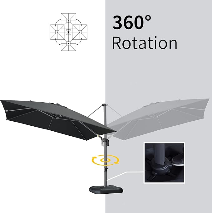 PURPLE LEAF 10' X 13' Square Cantilever Umbrella Patio Umbrella - Image 5