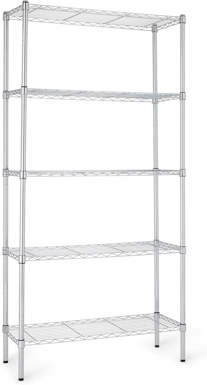 Amazon Basics 5-Shelf Adjustable Heavy Duty Steel Wire Rack, Space Saving by AmazonBasics