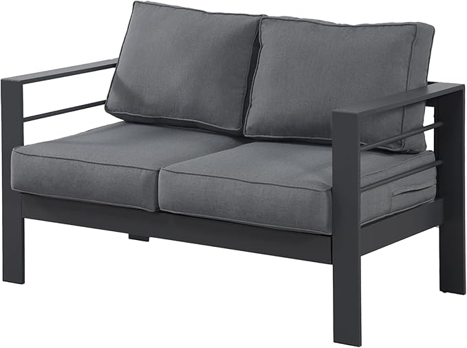 Wisteria Lane Patio Furniture Aluminum Loveseat, All-Weather Outdoor 2 Seats by WisteriaLane