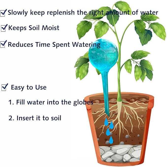 Plant Watering Stakes, Large 12pcs Flower Automatic Watering Bulbs, Plastic - Image 6