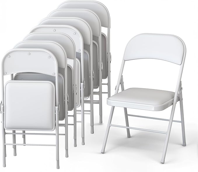 8 Pack Leather Chair | Foldable & Stackable | 350 lbs Capacity Steel Frame Seats by OurModernSpace