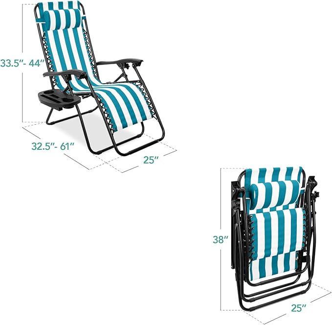 Best Choice Products Set of 2 Adjustable Steel Mesh Zero Gravity Lounge Chair - Image 2