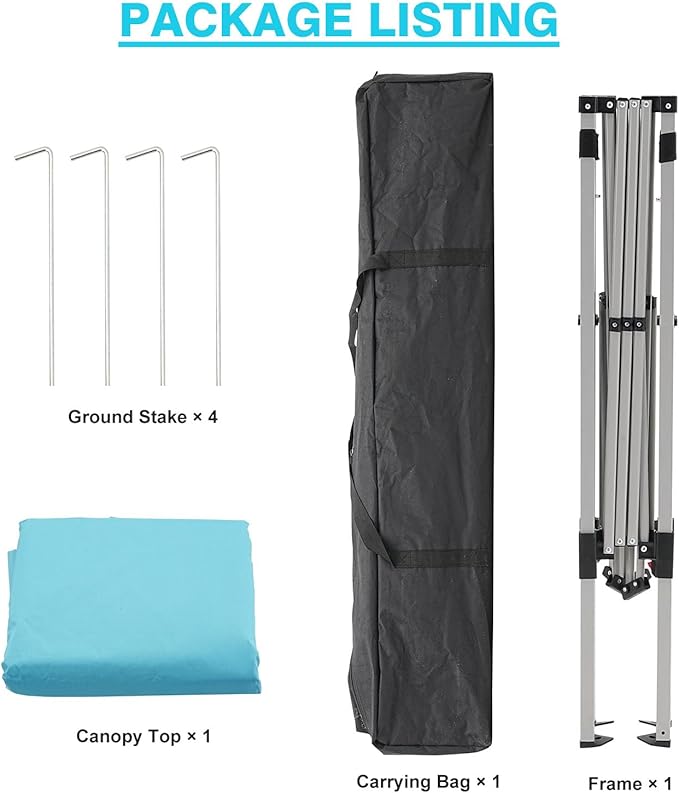 Canopy Tent, 10X10 FT Pop Up Canopy Outdoor Instant Tent Slant Legs - Image 6