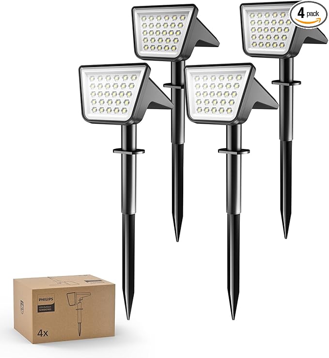 Philips 4 Packs Solar Spot Lights Outdoor Waterproof, 28 LED 7500K Solar by PhilipsLightingLED