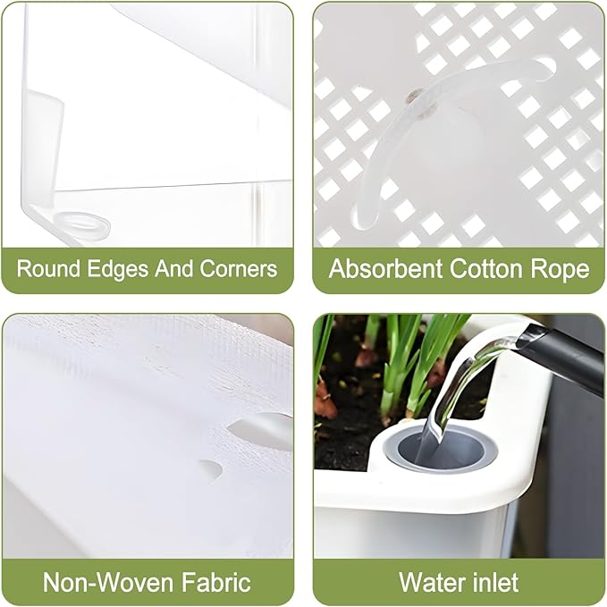 Window Box Planter, 3 Pack 10 Inch Plastic Self Watering Pots - Image 3