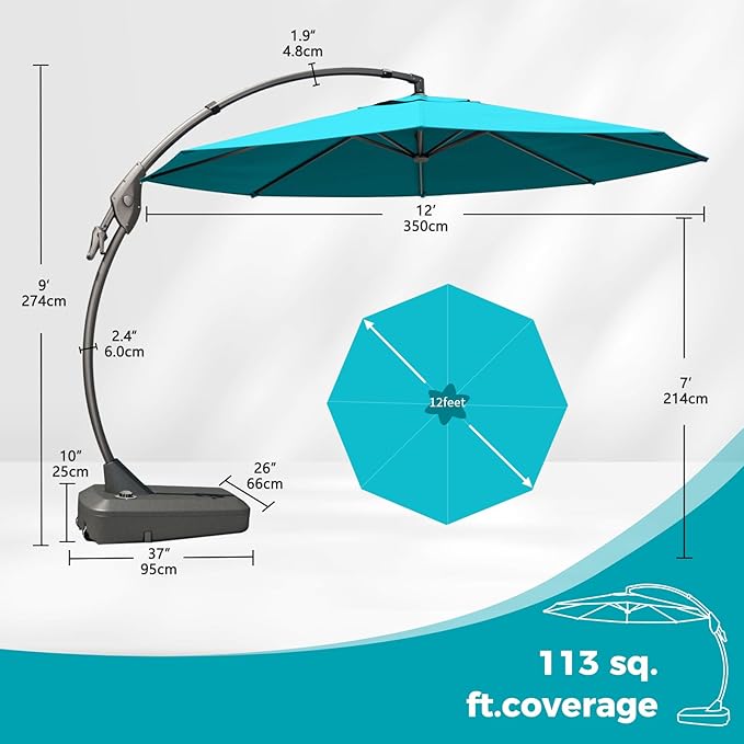 Grand patio 12 FT Sunbrella Cantilever Umbrella - Image 4