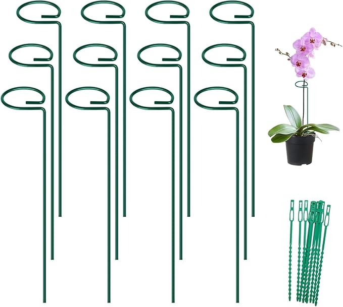 FEED GARDEN 16 Inch 12 Pack Plant Support Stakes, Metal Garden Flower Stakes by FEEDGARDEN