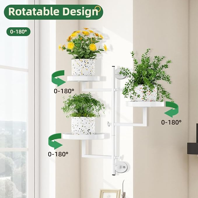 Plant Holder Indoor Rotating Window Plants Shelves Metal Wall Plant Stand 3 - Image 2
