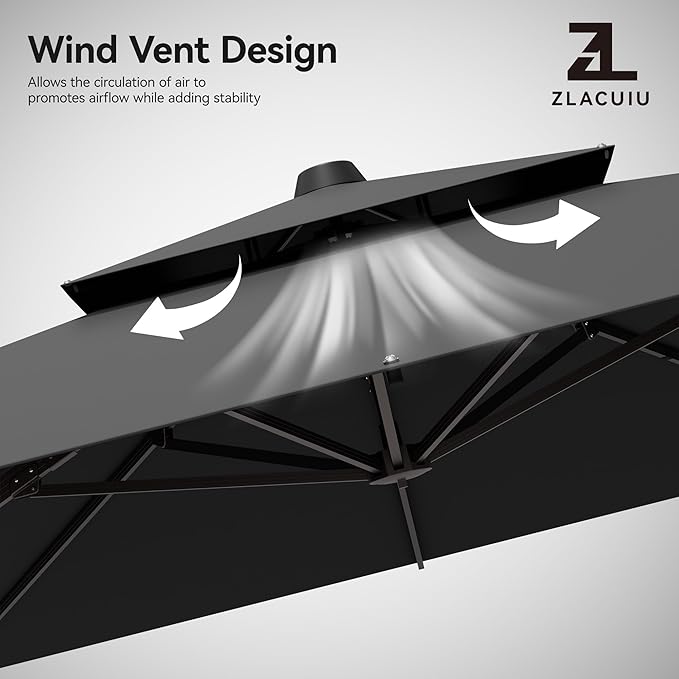 9x12FT Grey Cantilever Outdoor Patio Umbrella - Image 7
