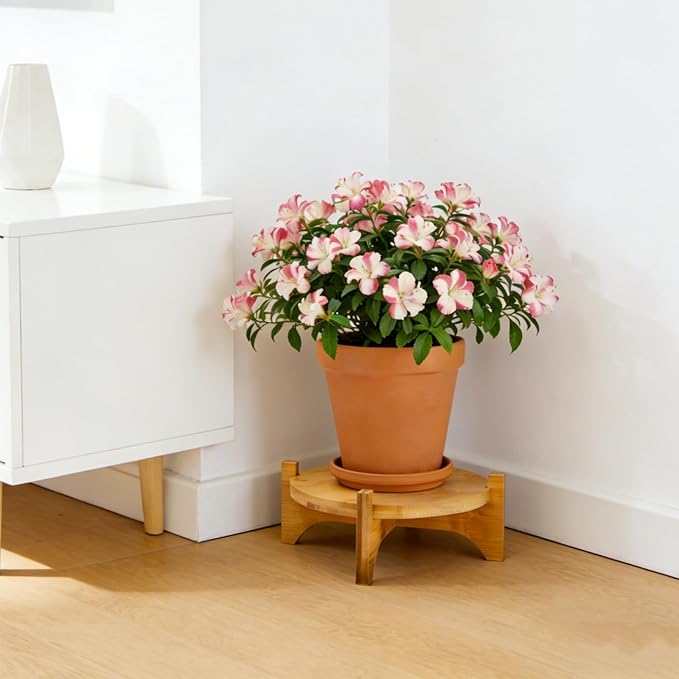 2 Pack Bamboo Plant Stand, Mid Century Modern Planter Stand, Detachable Flower - Image 7