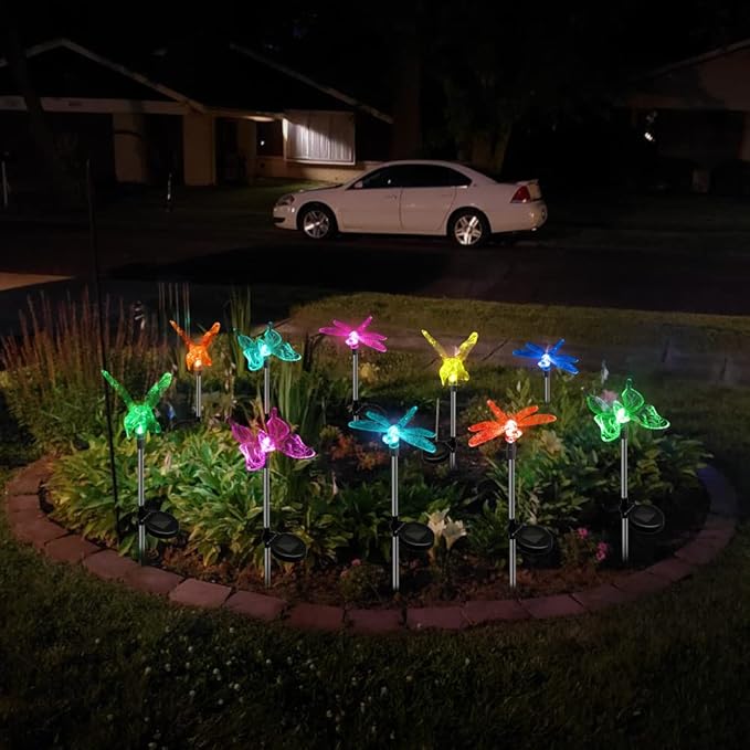 Anordsem Solar Garden Lights Outdoor: 6 Waterproof PVC Insect Stake Light Heads - Image 6