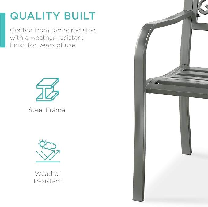 Best Choice Products Outdoor Bench Steel Garden Patio Porch Furniture - Image 4