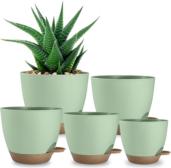 Plant Pots 8/7.5/7/6.5/6 Inch Self Watering Pots, 5 Pack Planters by Unknown