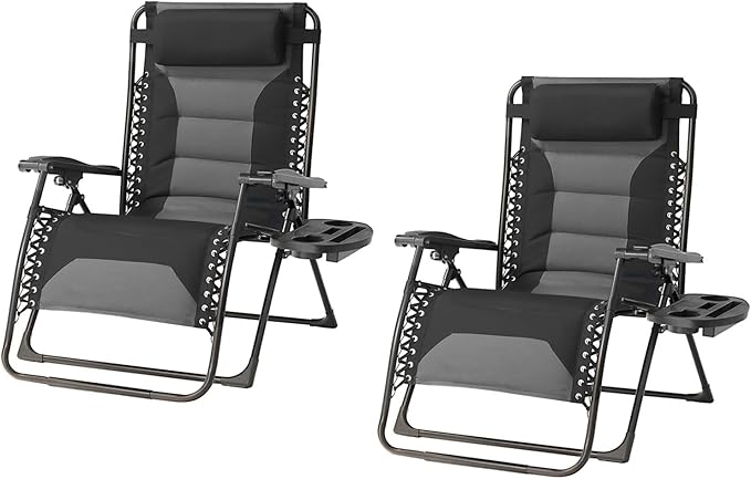 Zero Gravity Chair Set of 2 Oversized Padded Recliner by Unknown
