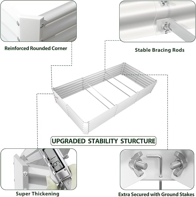 A ANLEOLIFE 8X4X1.5 ft Galvanized Raised Garden Bed, Rectangle Above Ground - Image 3