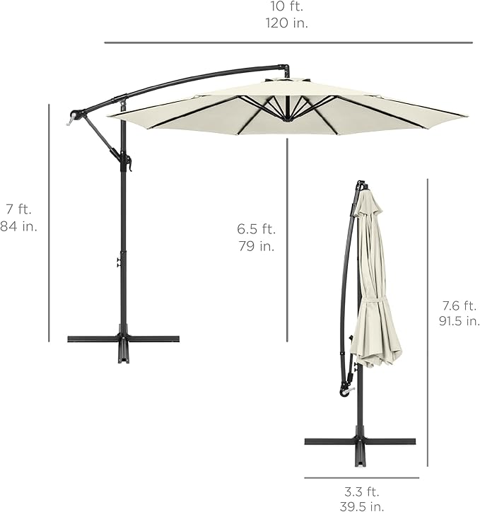 Best Choice Products 10ft Offset Hanging Market Patio Umbrella w/Easy Tilt - Image 7