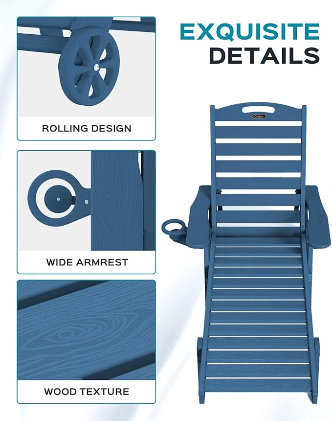 Outdoor Lounge Chair Set of 4, All Weather Patio Chaise Lounge Chair - Image 5