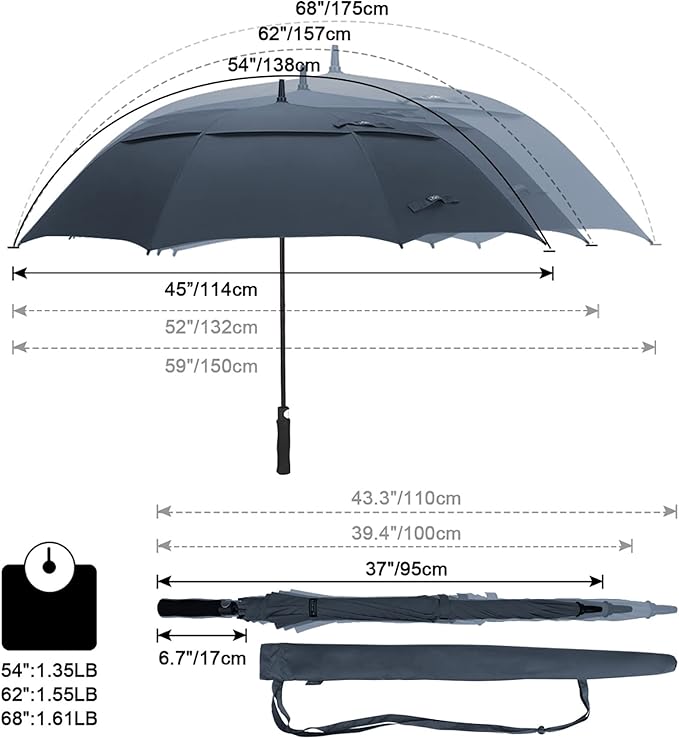 G4Free 47/54/62/68/72 Inch Automatic Open Golf Umbrella Oversize Extra Large - Image 2