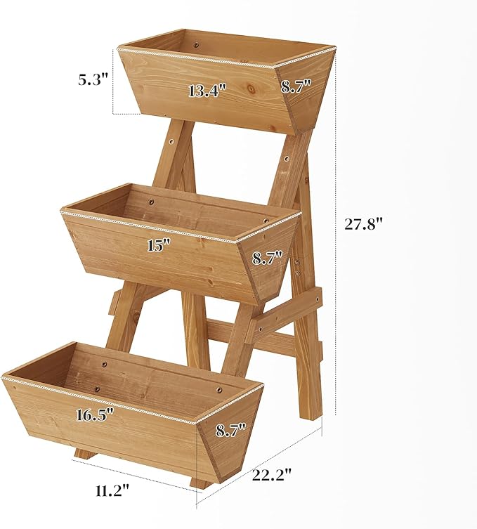 3-Tier Wooden Vertical Raised Garden Bed - Image 2