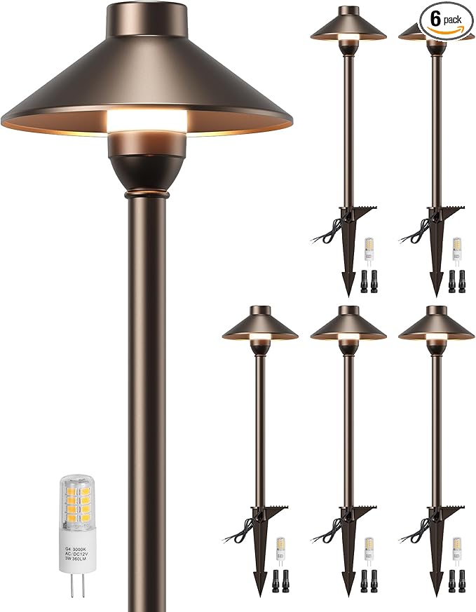 PARTPHONER Low Voltage Landscape Lighting 6-Pack, Aluminum 12V Pathway Lights by PARTPHONER